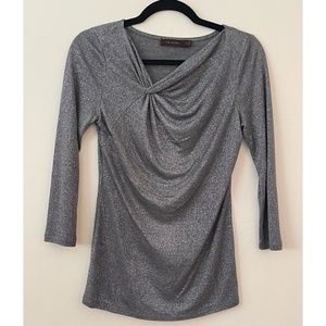 The Limited XS | Silver 3/4 Sleeve Top